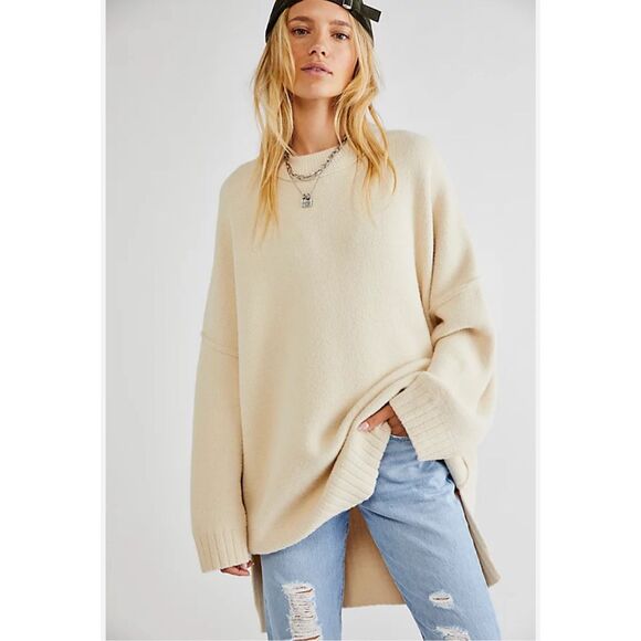 Free People Cream Crew Neck Sweater - Picture 2 of 11